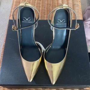 Metallic Gold leather stilettos